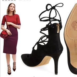 Vince camuto black suede lace up pump